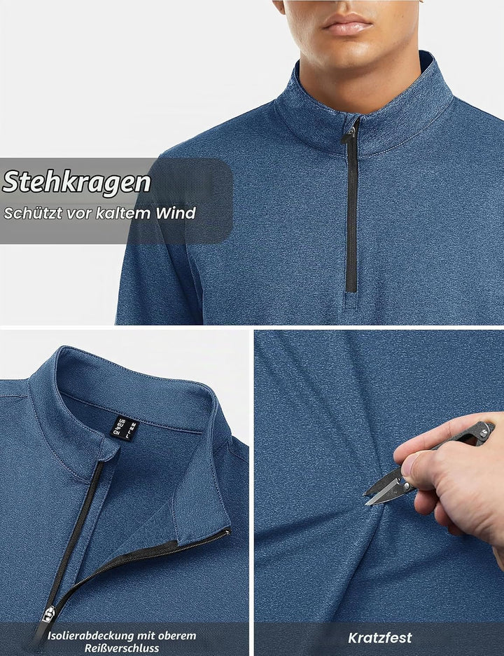 TACVASEN Pullover Herren Langarmshirt Half Zip Fleece Winterpullover Warm Atmungsaktiv Sport Sweatsh