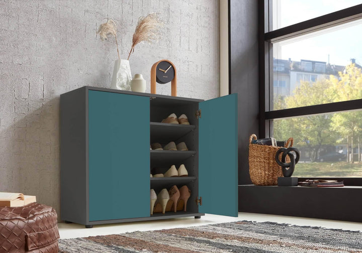 Schuhkommode Kommode Aktenschrank »Mailand 4« Schlafzimmer, bis zu 16 Paar Schuhe, wählbar (Anthrazi