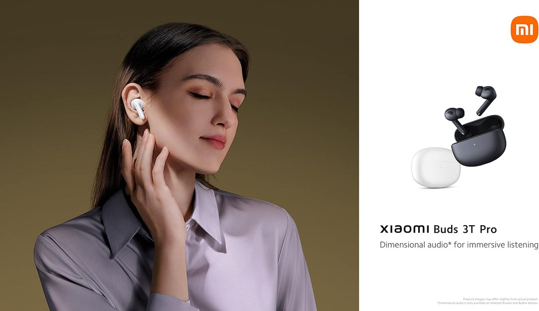 Xiaomi Buds 3T Pro (Gloss White) mit USB-C-Kabel 1 m, Bluetooth 5.2 Verbindung, Geräuschunterdrückun