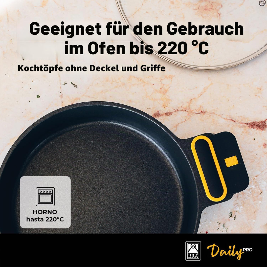 BRA Daily Pro | Hoher Kochtopf 20 cm aus Aluminiumguss, antihaftbeschichtet ohne PFOA, für alle Herd