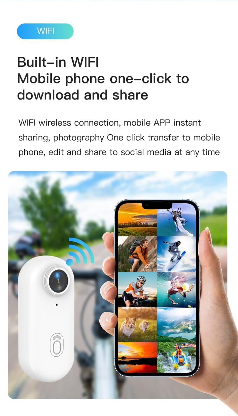 4K Mini Daumen Action Kamera, Tragbare Vlogging-Kamera Wasserdicht 360° 4K Body Cam, Daumengrösse Wi