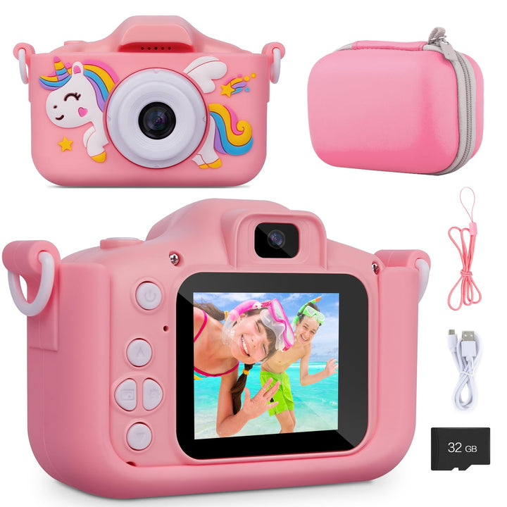 Kinderkamera inkl.Tragetasch Digitalkamera Spielzeug für 3-10 Jahre Mädchen Junge Geburtstag Weihnac