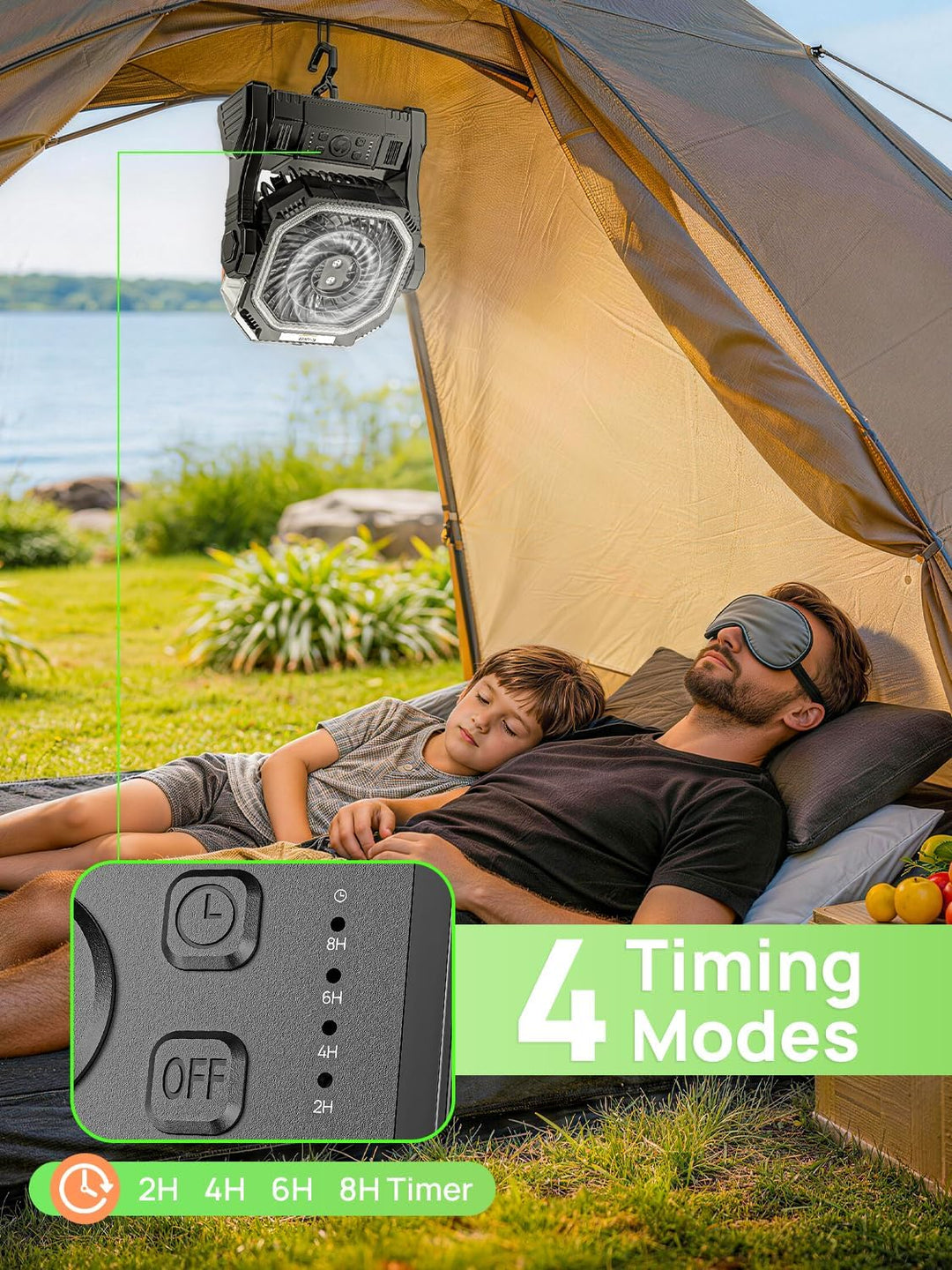 Kssvzz Camping Ventilator mit Sprühnebel, 20000mAh Wiederaufladbarer Tragbarer Akku Ventilator mit 3