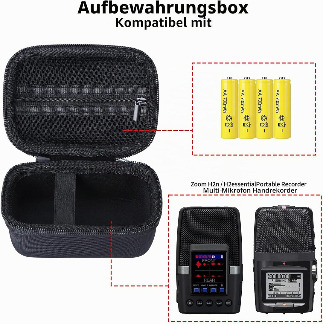 Hart Schutz Hülle Etui Tasche für Zoom H2n /H2essential Handy Recorder Schwarz Etui für H2n / H2esse