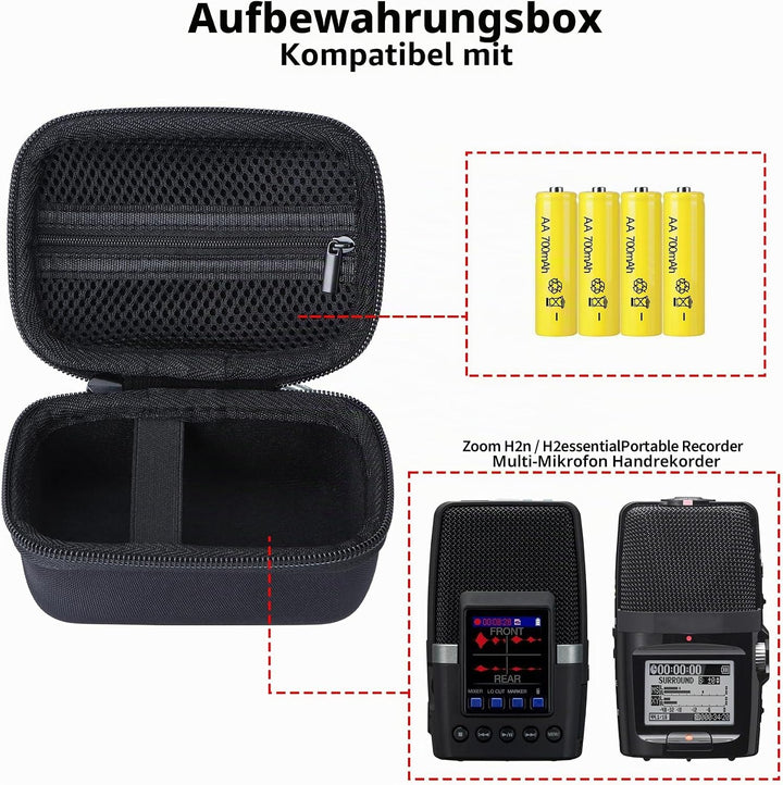 Hart Schutz Hülle Etui Tasche für Zoom H2n /H2essential Handy Recorder Schwarz Etui für H2n / H2esse