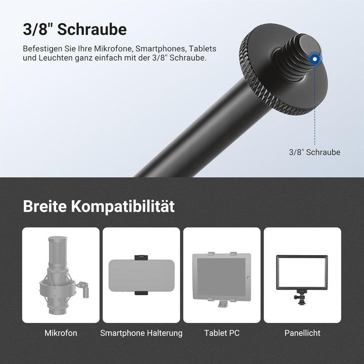 NEEWER Mikrofon Boom Arm für Microphone Stand, kompakte, tragbare Teleskop Verlängerungsstange aus A