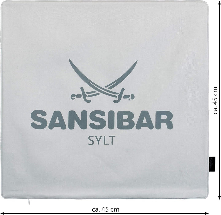 Sansibar Kissen Zierkissen Dekokissen Sofakissen 100% Baumwolle (Bezug - 45x45 cm - 2er-Set, Hellgra
