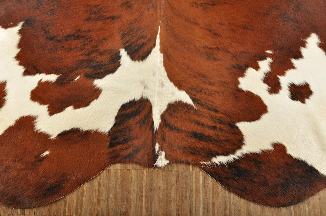 generisch KUHFELL STIERFELL Tricolor BRAUN Weiss Natur CA. 220 x 190 cm XL ECHTER KUHFELL Teppich VO