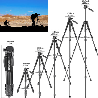 Neewer Tragbarer 177cm Aluminium Legierung Kamera Stativ Einbeinstativ mit 3-Wege-Drehgelenk Pan Hea