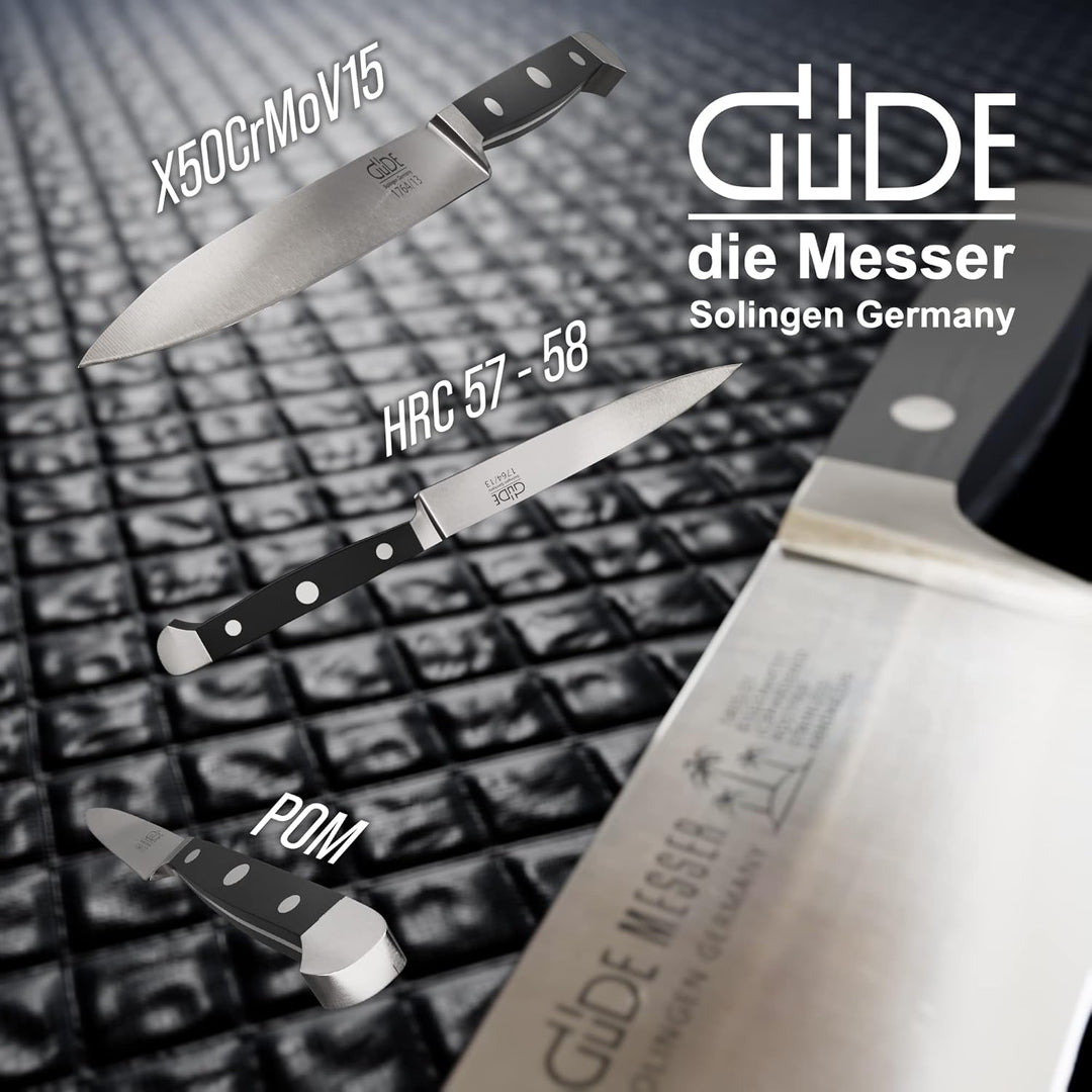 GÜDE Solingen - Spickmesser geschmiedet, 13 cm, POM schwarz, ALPHA, Office Messer, Doppelkropf, Hand