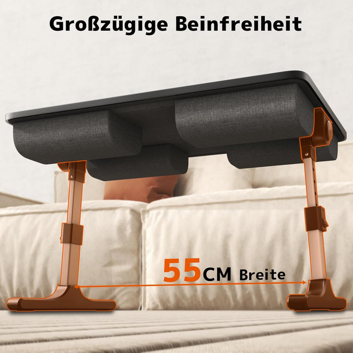 PUTORSEN Laptoptisch fürs Bett - Höhenverstellbar und Winkelverstellbar, 2-in-1 Laptopkissen Klappba
