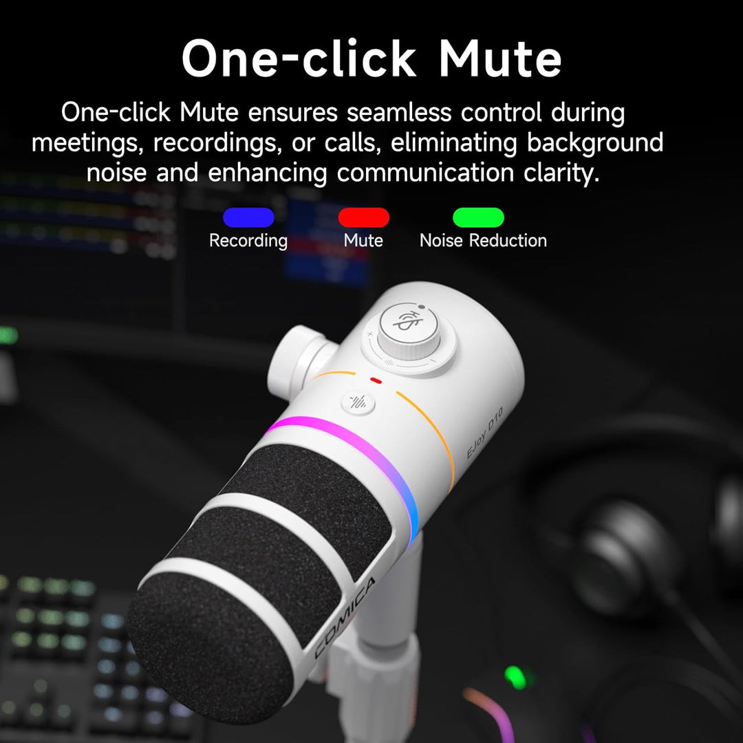 COMICA EJoy D10(D) Microphone de jeu USB – Micro dynamique RVB Avec Suppression du Bruit, XLR/USB-C,
