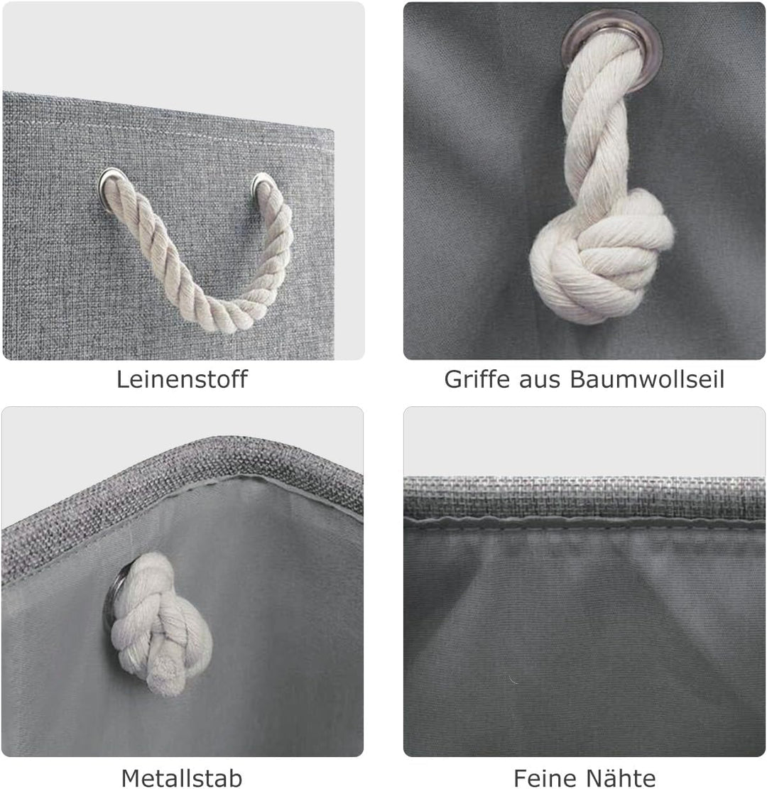 Mangata Faltbare verdickte Leinwand Aufbewahrungsbox mit Griffen für Schrank/Garderobe (Grau, Mittel