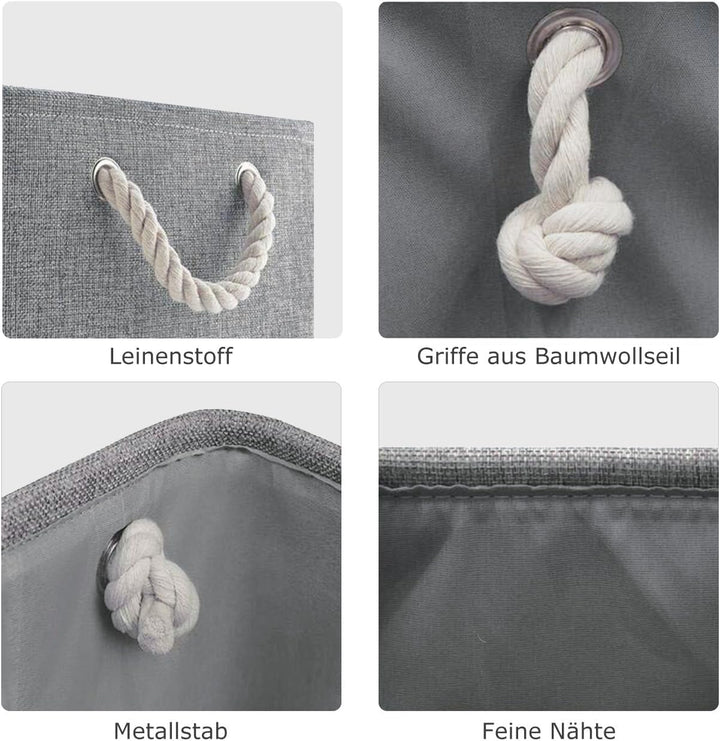 Mangata Faltbare verdickte Leinwand Aufbewahrungsbox mit Griffen für Schrank/Garderobe (Grau, Mittel