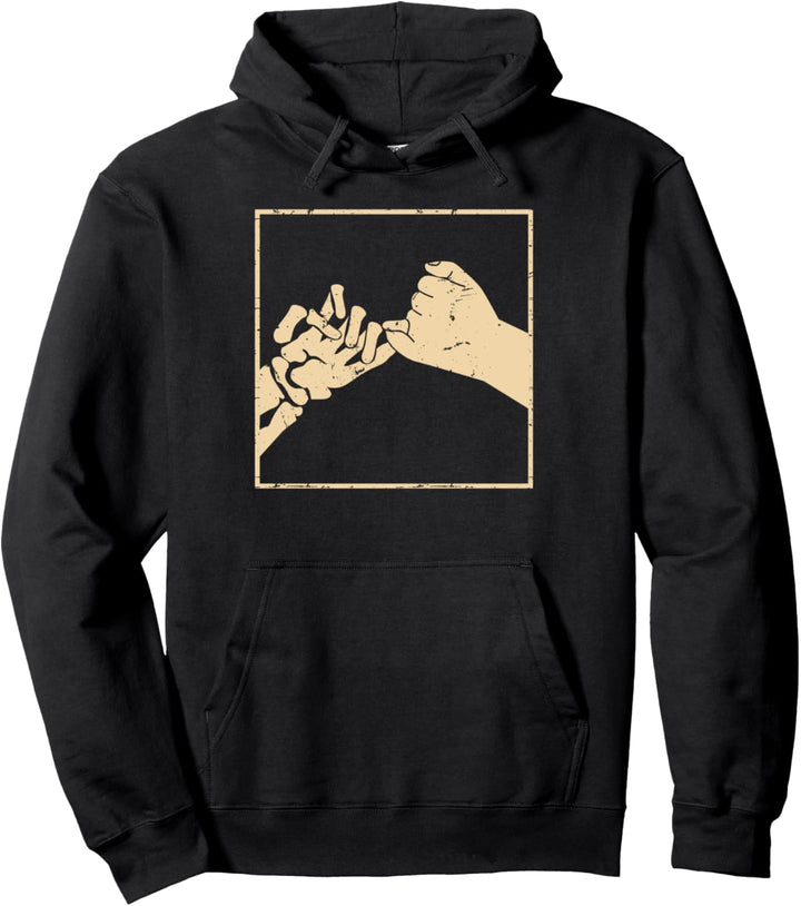 Retro Grunge Michelangelo Skelett-Hand kleiner Finger Schwur Pullover Hoodie