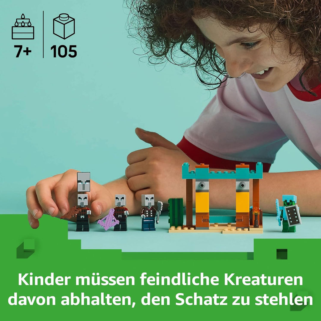 LEGO Minecraft Die Illager-Wüstenpatrouille - Gaming Spielzeug mit Figuren, darunter EIN Plünderer,