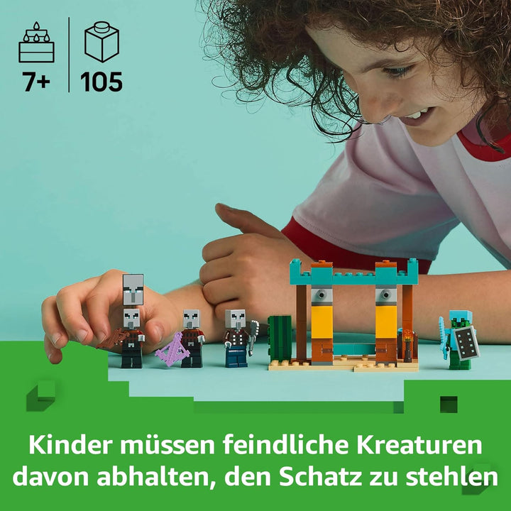 LEGO Minecraft Die Illager-Wüstenpatrouille - Gaming Spielzeug mit Figuren, darunter EIN Plünderer,