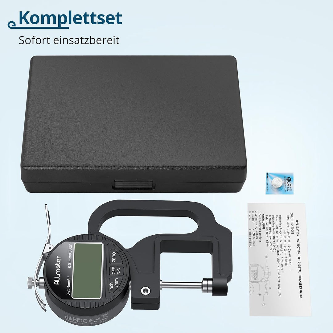 Digitales Dickenmessgerät 0-25,4mm, 0,01mm/0,0005&