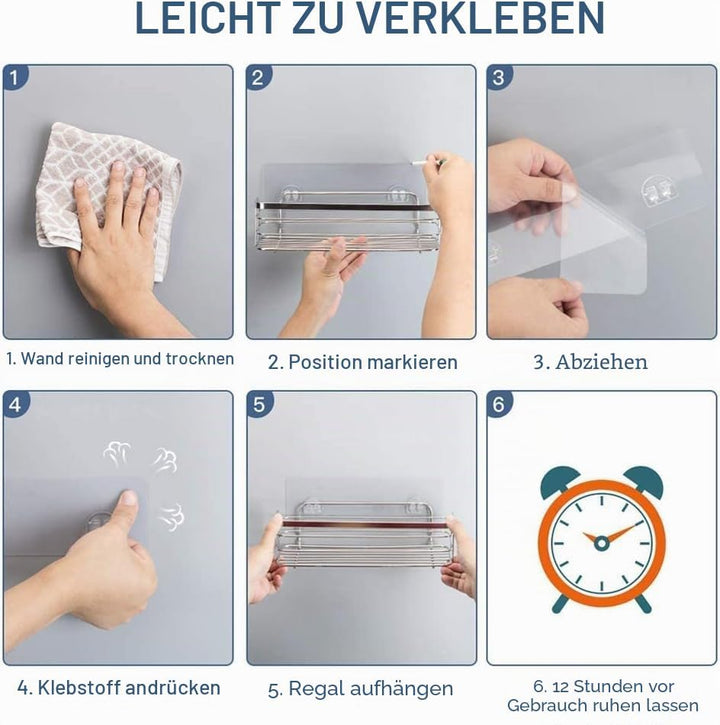 Avoalre Duschkorb aus Edelstahl Duschablage ohne Bohren Duschkorb mit starke Aufkleber, 2 Pack leich