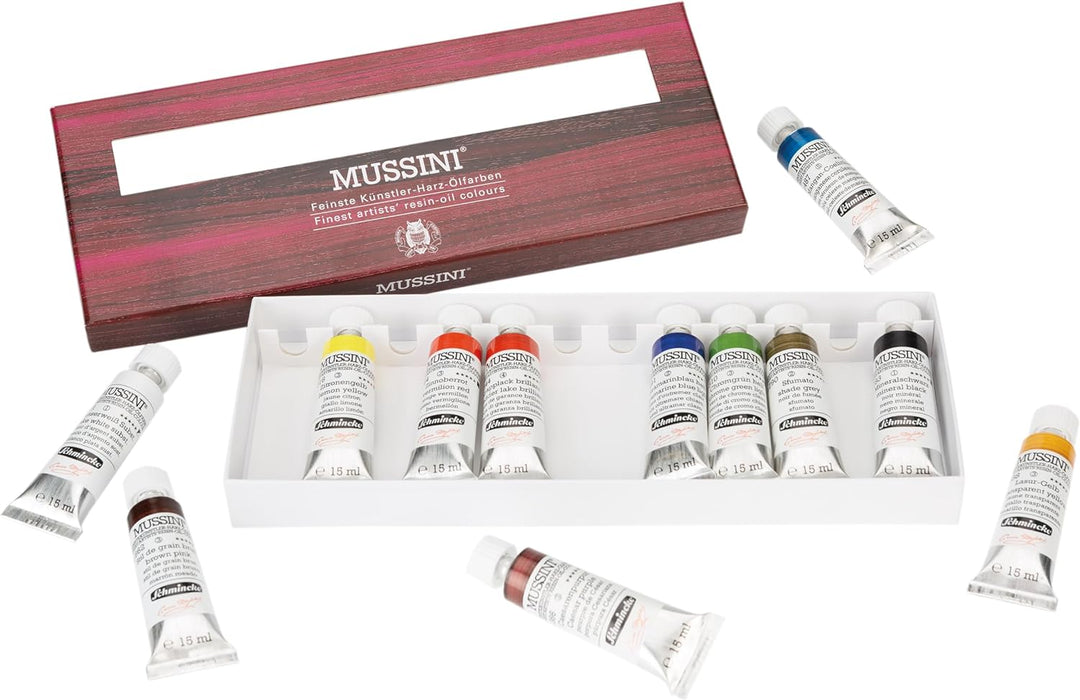 Schmincke - MUSSINI feinste Harz-Ölfarben, Kartonset, 12 x 15 ml Set, 70 012 097