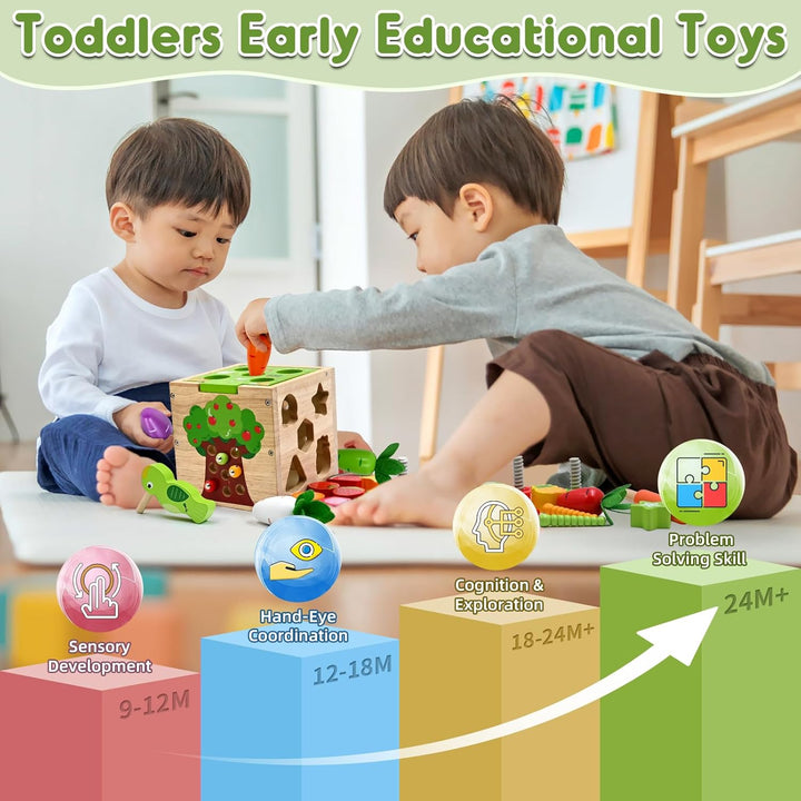 Motorikwürfel 5 in 1 Aktivitätswürfel Spielzeug ab 1 2 3 4 jahr Geschenk, 49 Pcs Montessori Lernspie