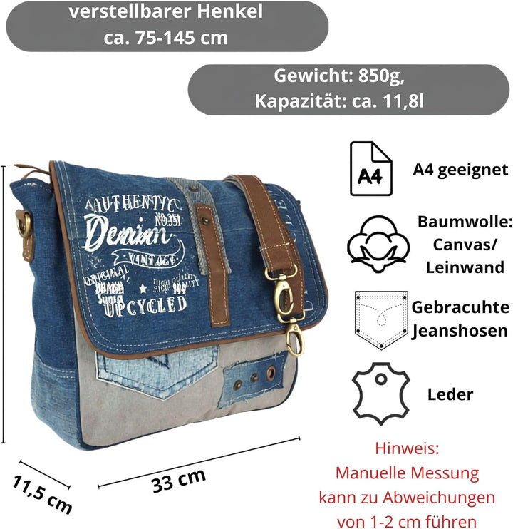 Sunsa Damen Umhängetasche. Canvas Messenger Tasche. Grosse Vintage Crossbody bag. Schultertasche und