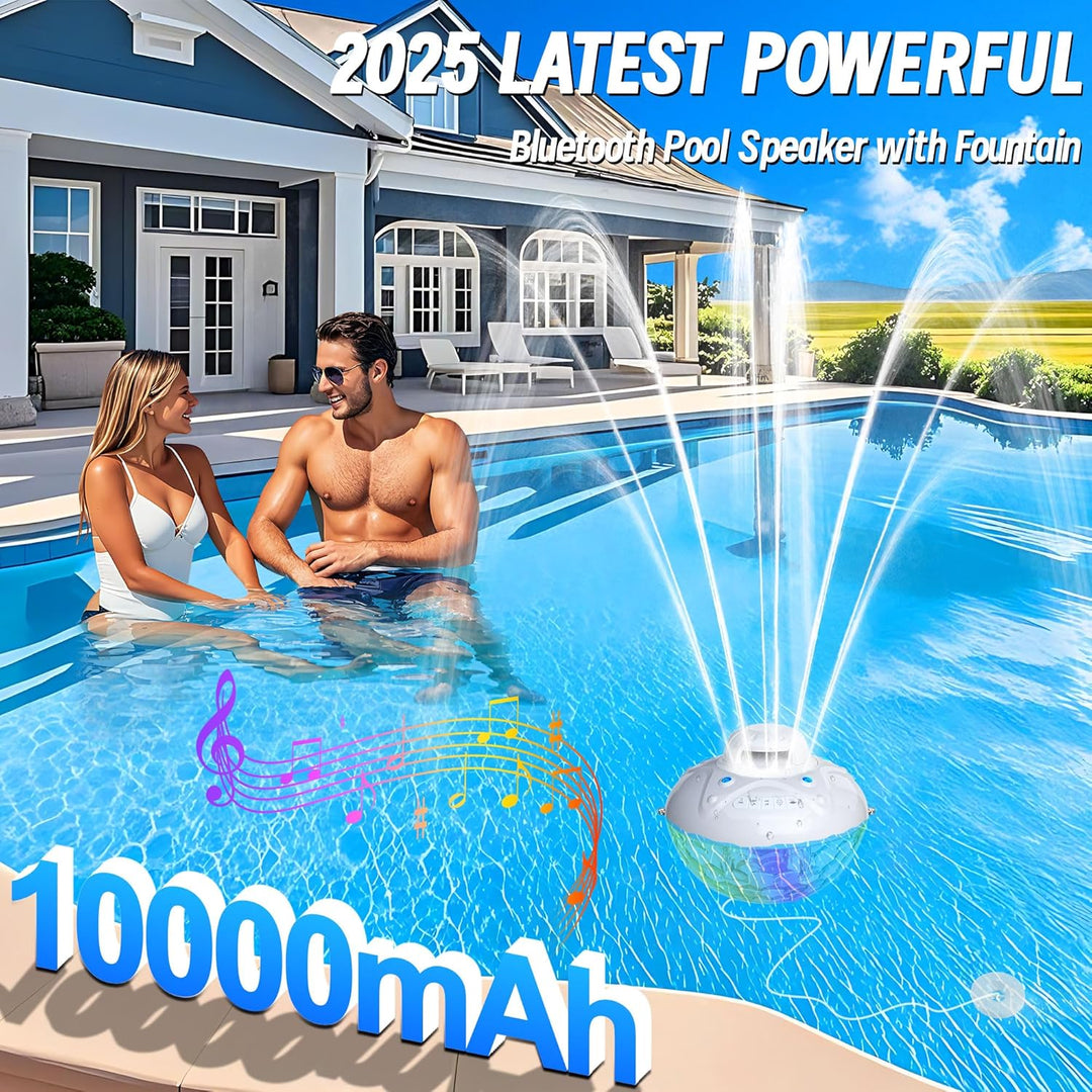 KingSom 3 in 1 Pool Lautsprecher Bluetooth mit Springbrunnen Pool Licht, 10000mAh Schwimmender Lauts