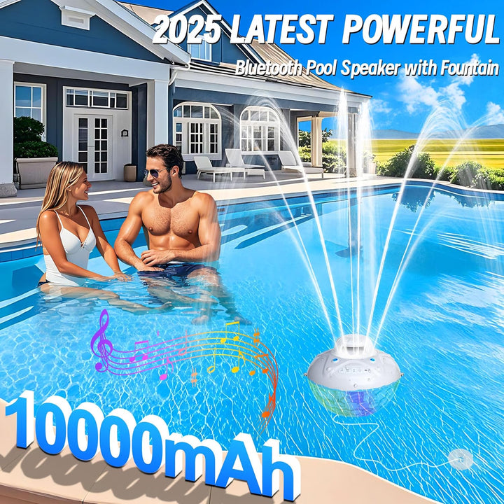 KingSom 3 in 1 Pool Lautsprecher Bluetooth mit Springbrunnen Pool Licht, 10000mAh Schwimmender Lauts