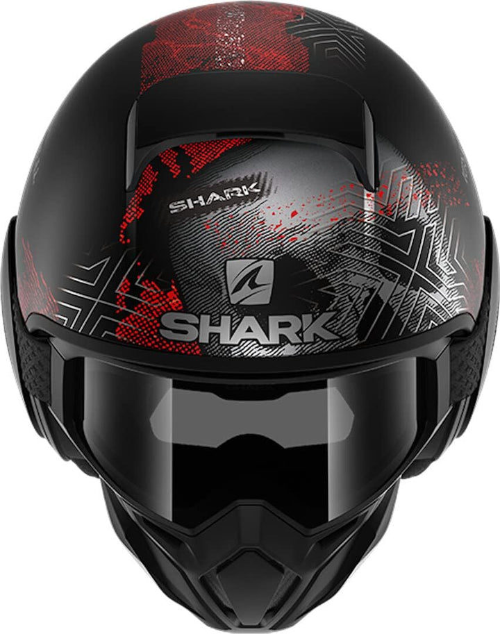 Shark, motorradhelm, Street Drak Krull, Mattschwarz grau rot KSR, XS XS Mattschwarz grau rot, XS Mat