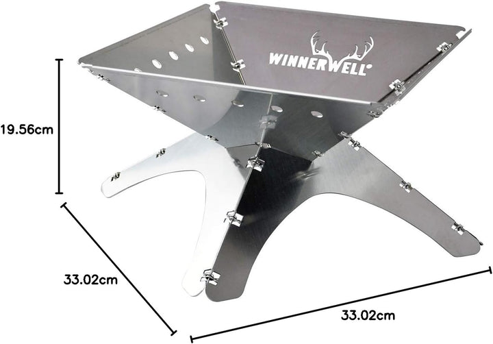 Winnerwell Flatfold Feuerstelle - Medium | Portable Edelstahl Feuer Pan