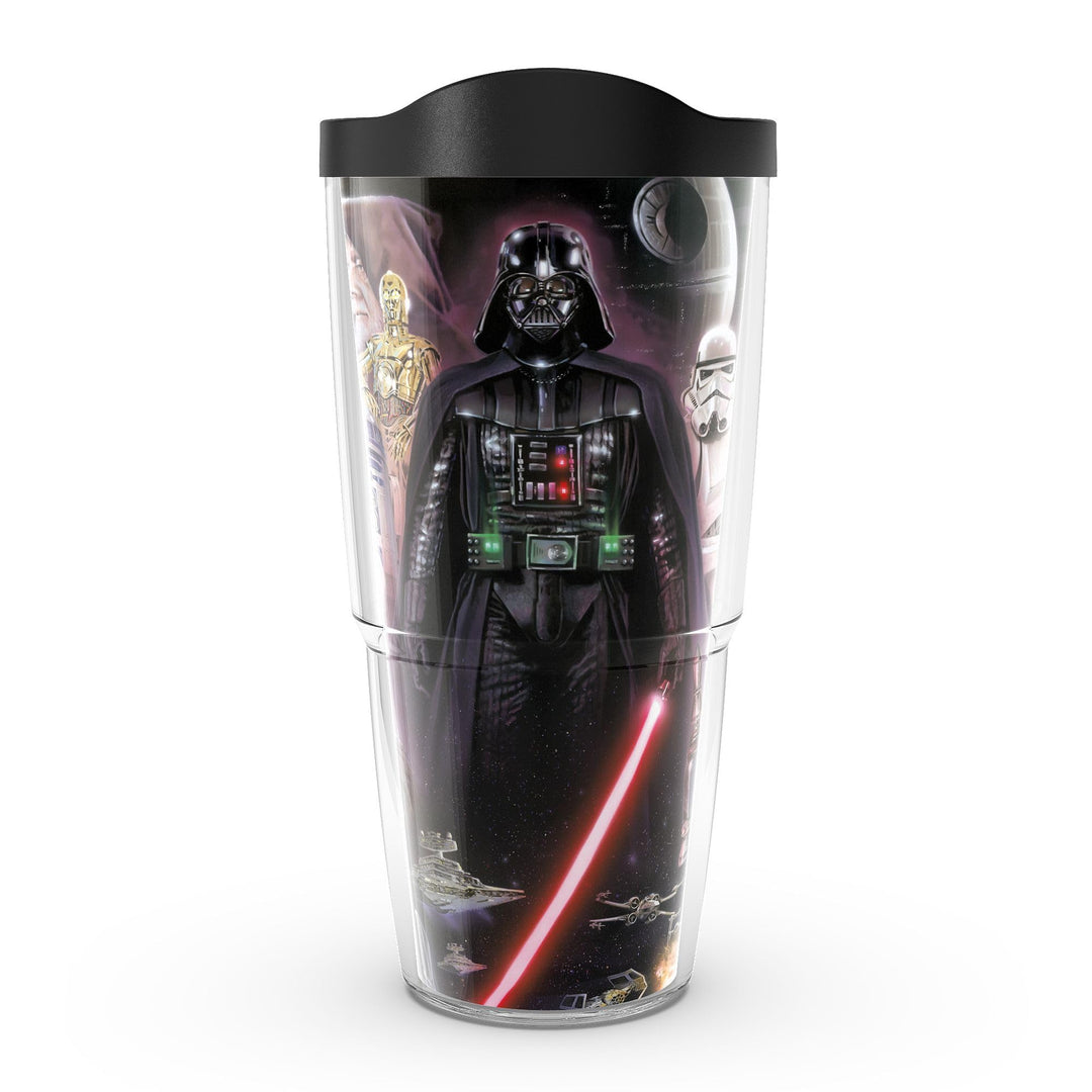 Tervis Star Wars – Collage Becher mit Wickeltuch und schwarzem Deckel, 680 ml, transparent 24oz, 24o