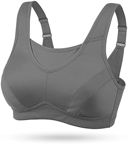 Wingslove Damen Sport BH ohne Bügel Nicht Gepolstert High Impact Bustier Halt Joggen BH 80C Grau, 80