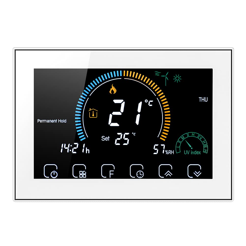 Irishom WiFi Raumthermostat für Gaskessel Thermostat mit 4,8 Zoll LCD-Bildschirm 5+1+1 Programmierba