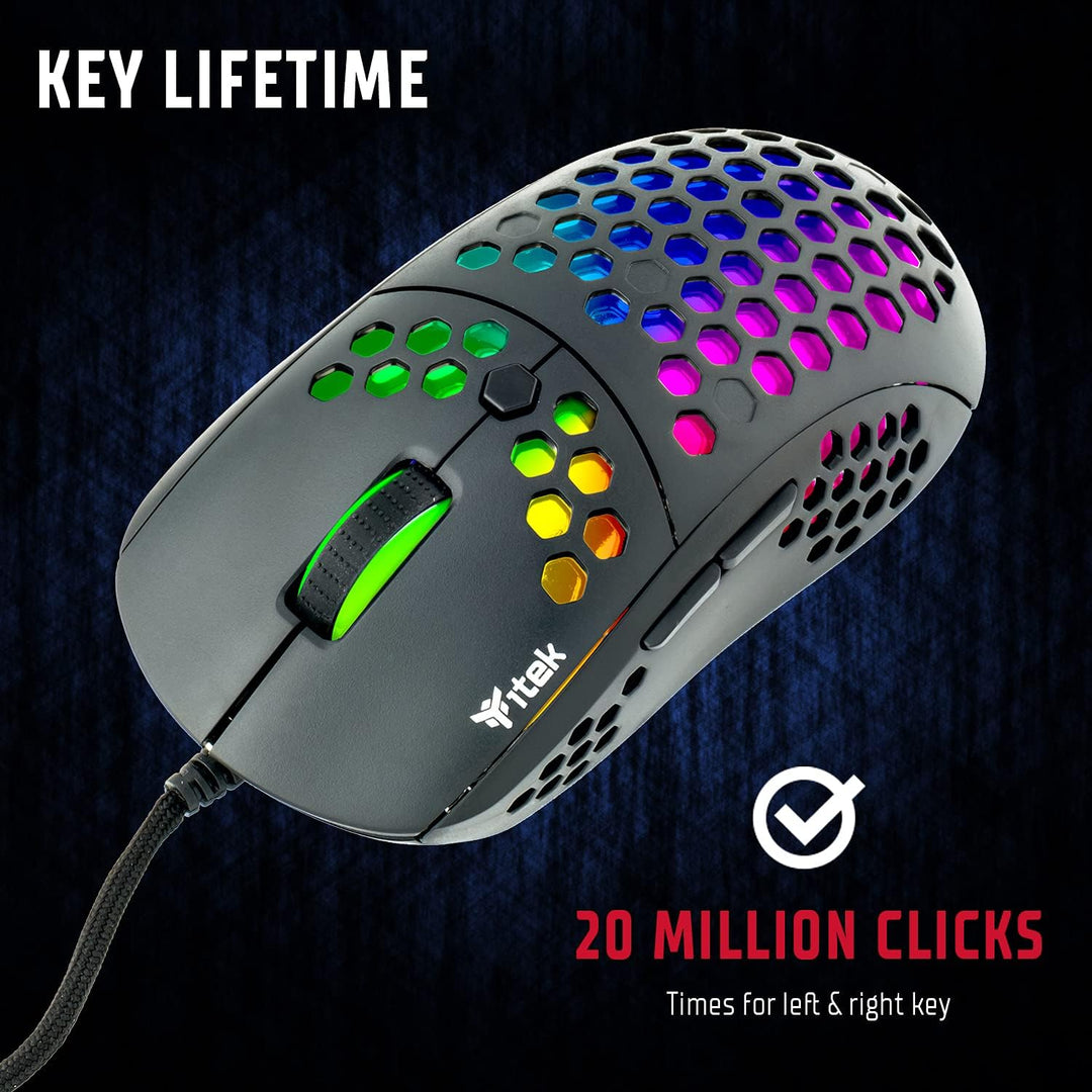 iTek itek G71-12000DPI, RGB, Software, P3327 Sensor, Ultraleicht, Wabenwaben, ITMGG71, Schwarz