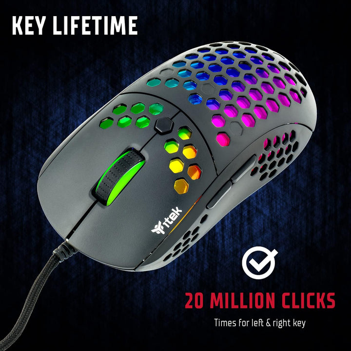 iTek itek G71-12000DPI, RGB, Software, P3327 Sensor, Ultraleicht, Wabenwaben, ITMGG71, Schwarz