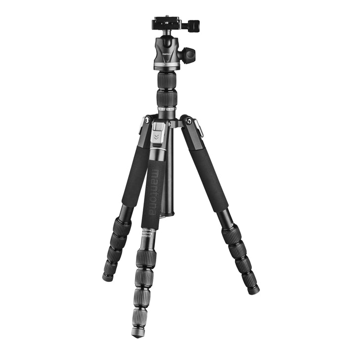 Mantona DSLM Travel Evolution 224 - leichtes Allround Reisestativ mit Vollausstattung, 360° Panorama