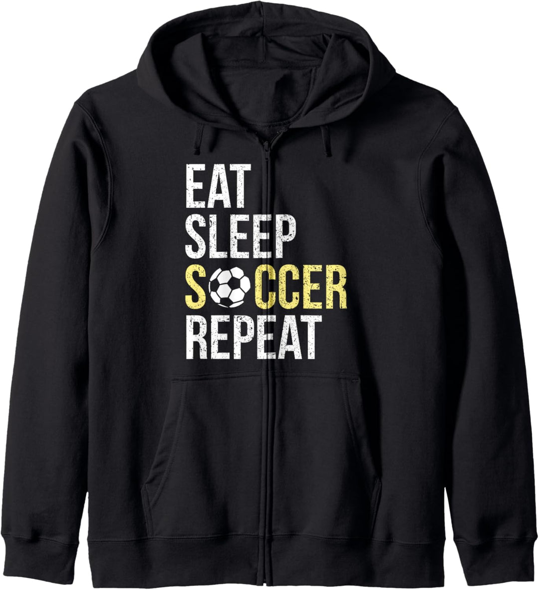 Eat Sleep Soccer Repeat Fussballspieler Geschenk Gelb Kapuzenjacke