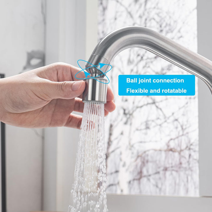 ONECE Vorfenster Küchenarmatur mit 2 Strahlarten, Wasserhahn Küche Klappbar mit 360° drehbar, Edelst