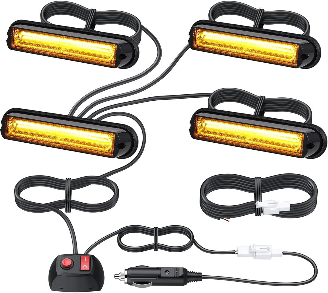 EYPINS 4X 13cm COB LED Frontblitzer, Warnlicht Warnleuchte Stroboskop Blinklicht LED Blitzer Orange