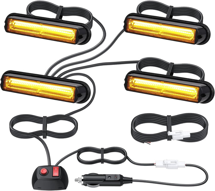 EYPINS 4X 13cm COB LED Frontblitzer, Warnlicht Warnleuchte Stroboskop Blinklicht LED Blitzer Orange