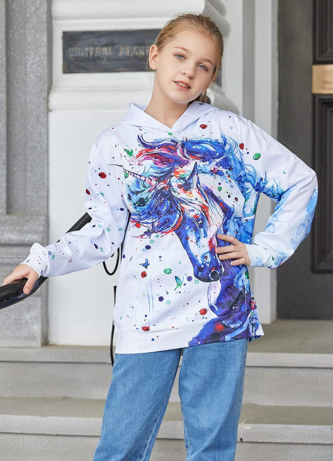 Fanient Kinder Junge Mädchen Hoodies 3D Drucken lebendige Tier Cartoon Grafik Sweatshirt Tasche Pull