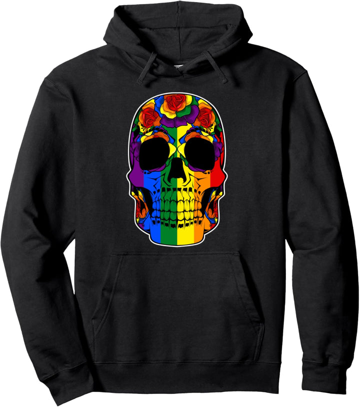 Regenbogen-Zuckerschädel LGBT—Q Cinco De Mayo Gay Pride Flagge Verbündeter Pullover Hoodie