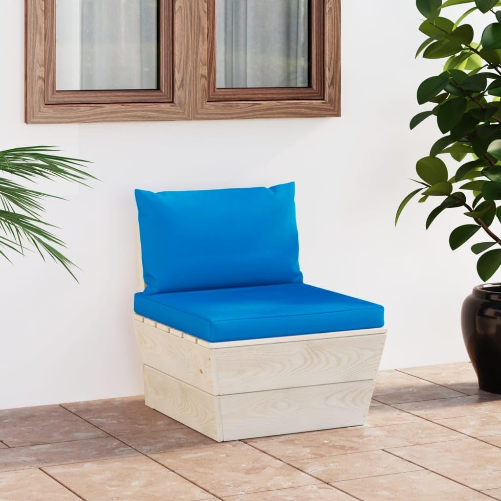 vidaXL Fichtenholz Imprägniert Garten Mittelsofa mit Kissen Palettensofa Sofa Palettenmöbel Gartenso