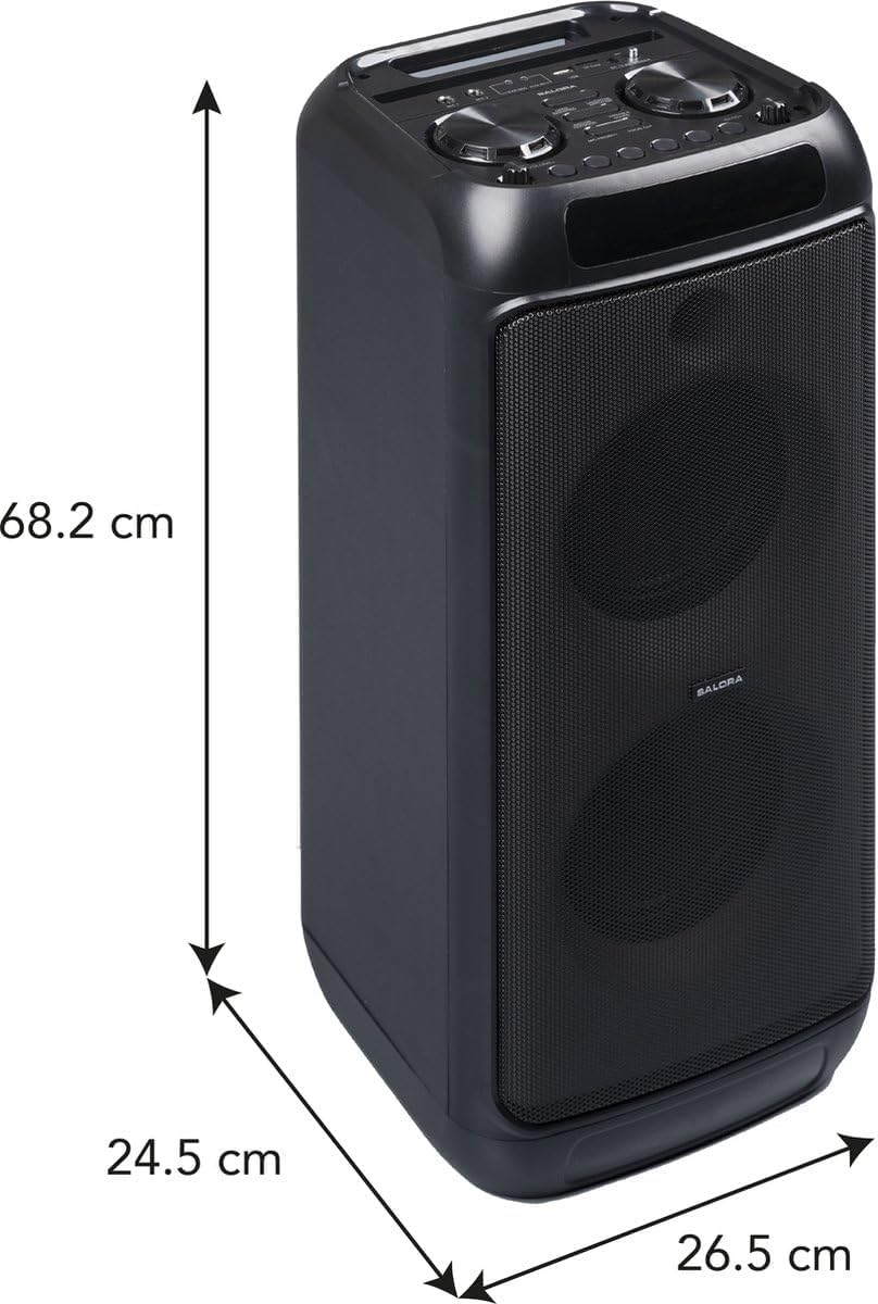 Salora PARTYBOX400 Bluetooth-Lautsprecher –Tragbarer 400W Party Lautsprecher mit 2×10" Woofern, LED-
