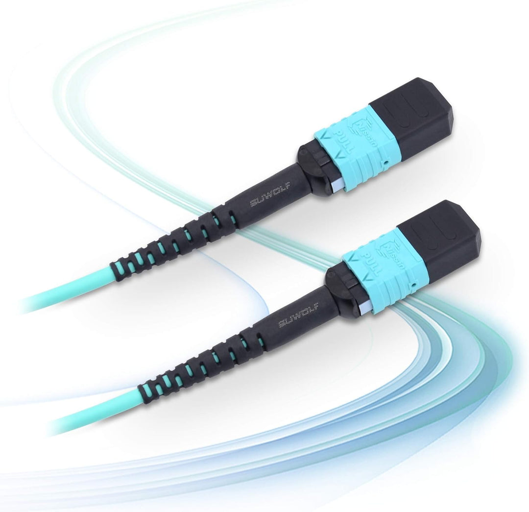 SUWOLF 1M / 3,3FT 12Fasern Polarität Typ B OM3 MPO zu MPO Patchkabel Beide Female LSZH MPO - MPO LWL