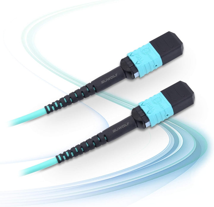 SUWOLF 1M / 3,3FT 12Fasern Polarität Typ B OM3 MPO zu MPO Patchkabel Beide Female LSZH MPO - MPO LWL