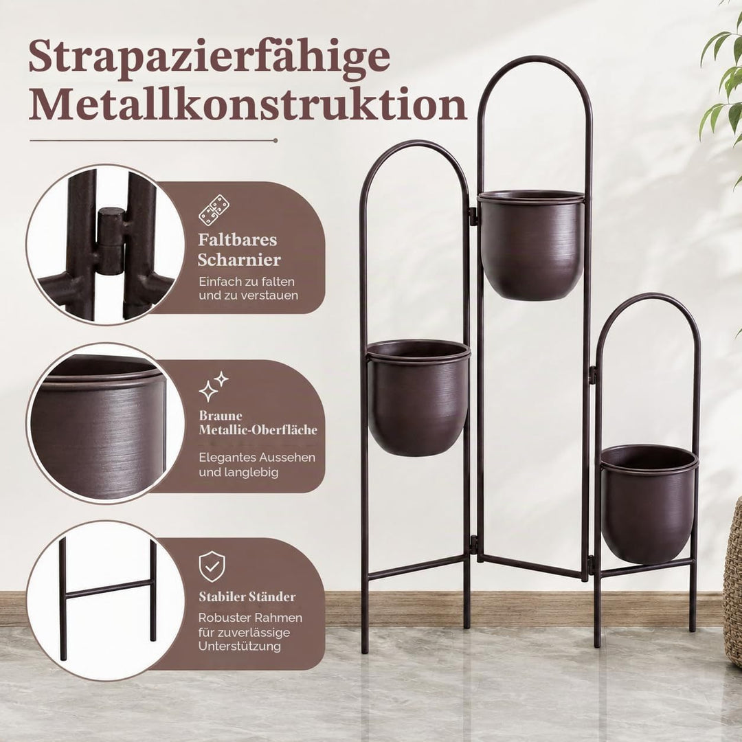 TRIROCKS Metall-Pflanzenständer für den Innenbereich, 88 cm hoher Pflanzkübelständer, 3-stufiger Eck