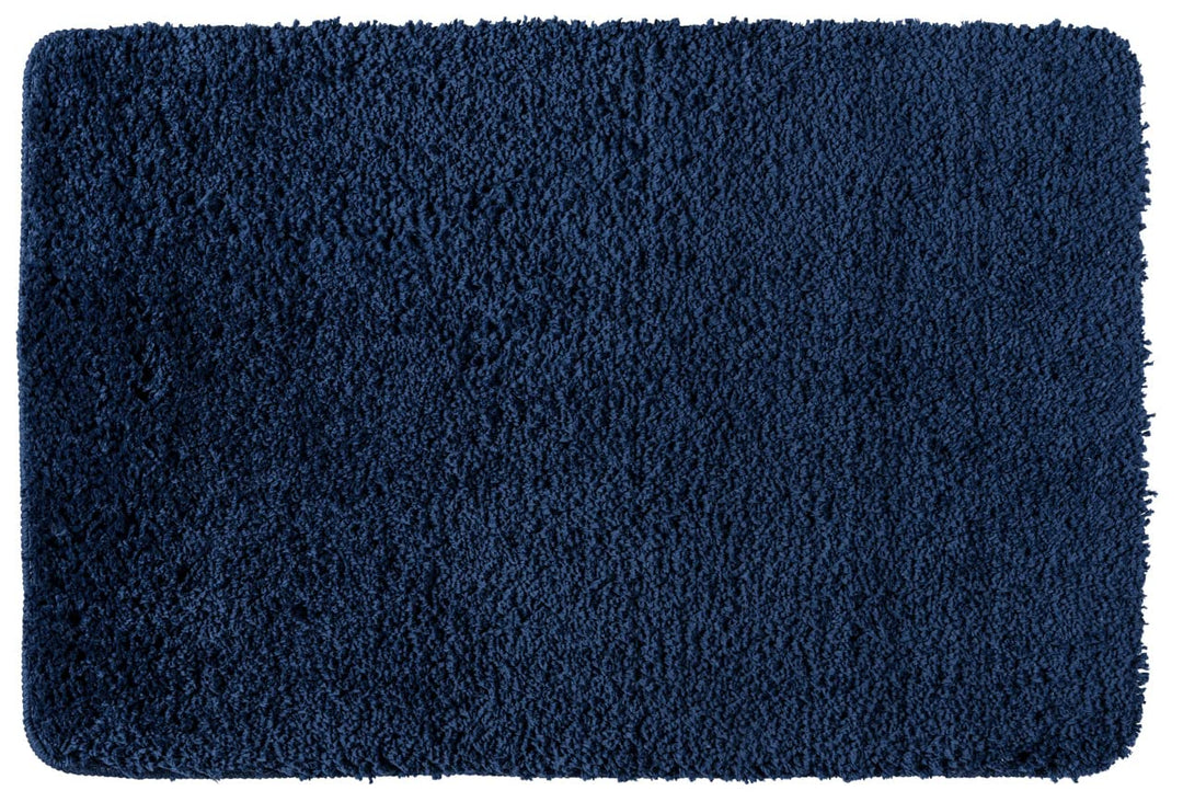 WENKO Badteppich Belize Marine Blue, 60 x 90 cm - Badematte, sicher, flauschig, fusselfrei, Polyeste