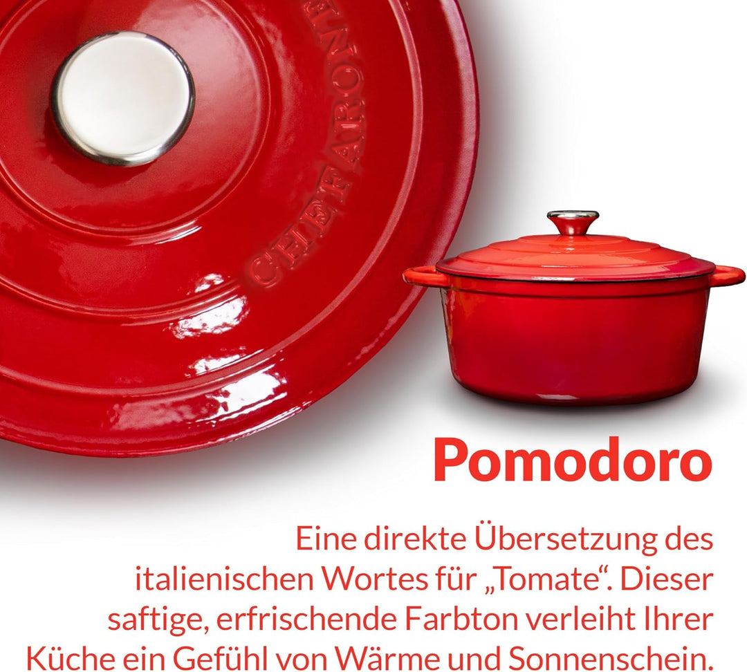 Gusseisen Topf 26 cm 4,7 L emailliert - Schmortopf mit Deckel Induktion - Gusseisen Bräter Topf Brot