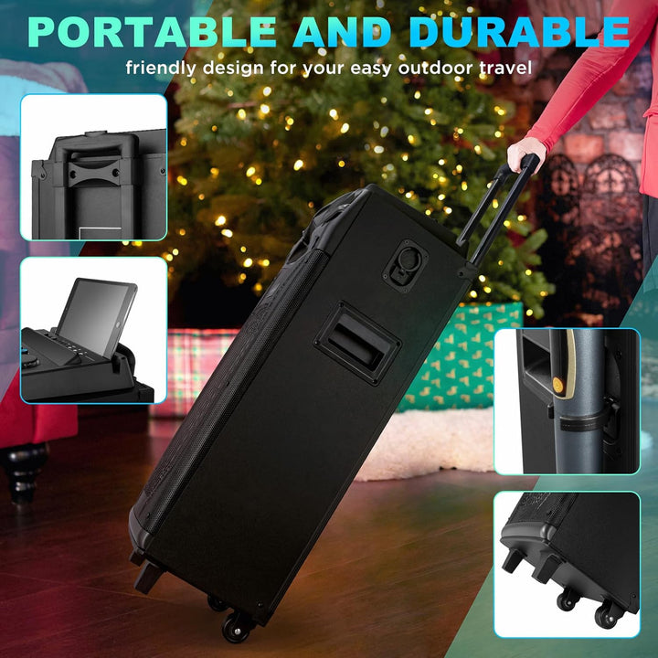 DSP Bluetooth Karaoke-Maschine mit 2 Mikrofonen, 2 × 10" woofer Tragbare PA-Anlage Erwachsene & Kind